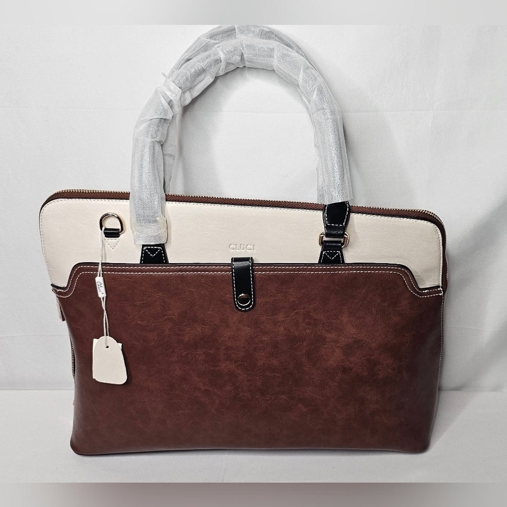 CLUCI Leather Briefcase for Women 15.6 Inch Laptop Business Vintage Slim Ladies - Picture 7 of 11
